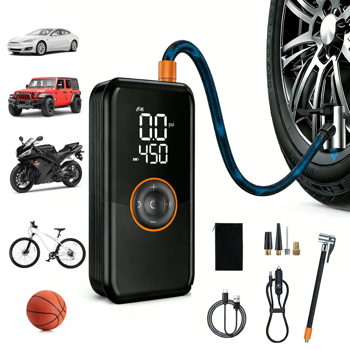 NoviCart™ Portable Cordless Tire Inflator – 150 PSI